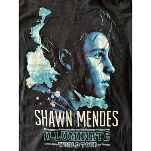 Shawn Mendes Illuminate World Tour 2017 Size Large Shirt Black Short Sleeve